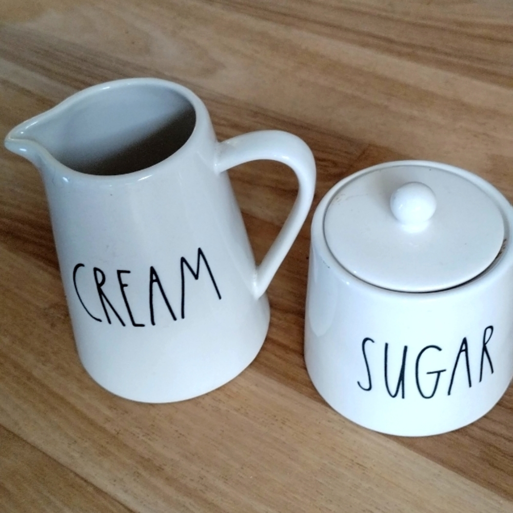 Rae Dunn Sugar & Cream Sugar Bowl and Creamer Set Combo